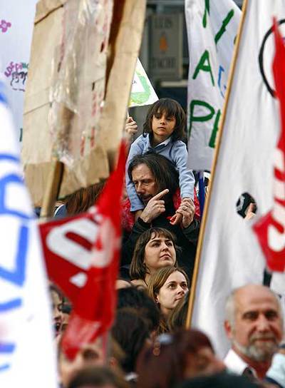 Concentración ayer en defensa de la educación pública.