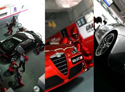 Imposible distinguir si los  boxes  y los coches son virtuales o reales.