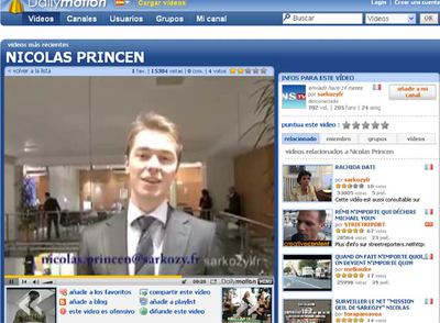 El asesor en la Red de Sarkozy, Nicolas Princen, en un vídeo que circula por Internet.