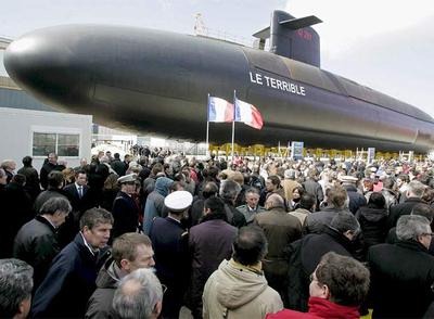 Presentación del submarino nuclear  El Terrible  en los astilleros franceses Cherburgo, el viernes pasado.