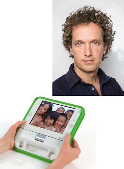 A la derecha, el suizo Yves Béhar, diseñador del portátil   One laptop per child  (abajo).