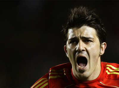 Villa celebra su gol a Italia.