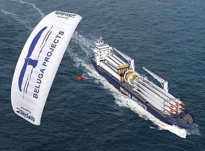 El barco  Beluga Skysail , propulsado con combustible y a través de una vela, reduce la emisión de CO2.