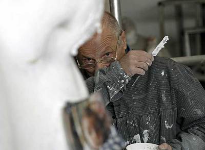 El artista, en un descanso del trabajo.