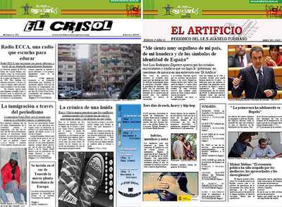 Portadas de  El Crisol,  del colegio Martin Luther King Sur, de Tenerife, ganador de la pasada edición, y  El Artificio,  del Instituto Juanelo Turriano, de Toledo, que obtuvo el segundo premio.