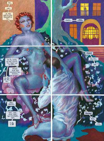 Una de las espectaculares páginas de  Las chicas perdidas,  de Alan Moore y Melinda Gebbie.