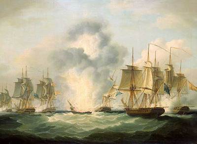 Óleo de Francis Sartorius sobre la explosión del buque   La Mercedes .