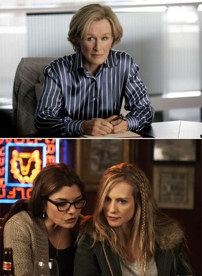 Arriba, Glenn Close; abajo, una escena de  Salvando a Grace. 