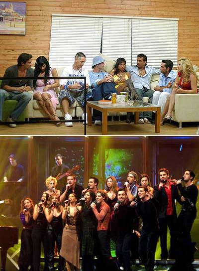 Arriba,  La casa de tu vida.  Abajo, los chicos de OT1.