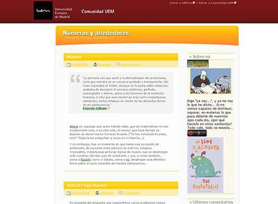 Pantalla de un  blog  sobre Matemáticas de la Universidad Europea de Madrid.