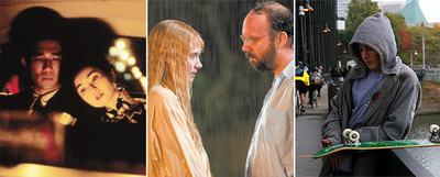 TRES MIRADAS. De izquierda a derecha, fotogramas de  Deseando amar, de Wong Kar-Wai;  La joven del agua,  de M. Night Shyamalan, y  Paranoid Park,  de Gus Van Sant.