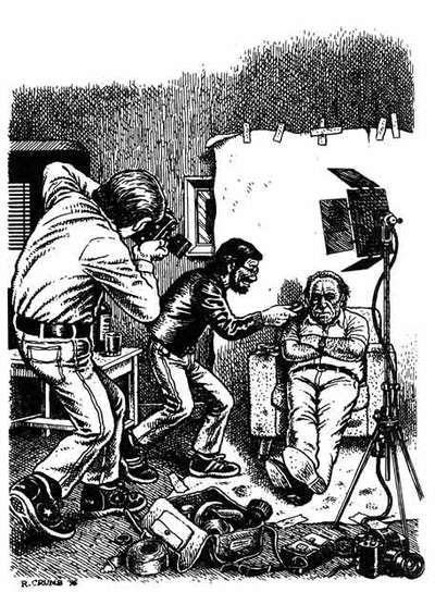 Una de las viñetas que el mítico dibujante de cómics  underground  Robert Crumb creó para ilustrar  El capitán salió a comer y los marineros tomaron el barco,  de Charles Bukowski.