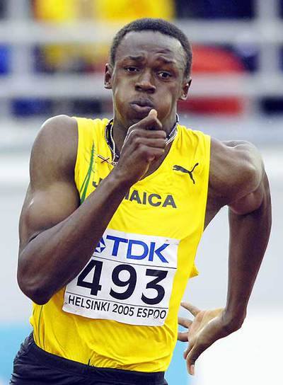 Usain Bolt, en los 200 metros de los Mundiales de Helsinki 2005.