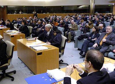 Aspecto de la sala del Tribunal de Justicia de la UE durante la vista celebrada el pasado mes de febrero sobre la fiscalidad vasca.