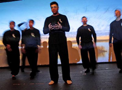 Ensayo de la obra  Quedan las palabras,  que interpretan internos de la cárcel de Ocaña en el Círculo de Bellas Artes.