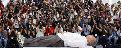 El actor Dustin Hoffman en Cannes, donde se presenta el filme de animación  Kung Fu Panda,  en el que participan con sus voces.