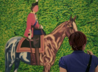 Obra de Eduardo Arroyo que se exhibe en la muestra  Arte español 1957-2007,  en Palermo.