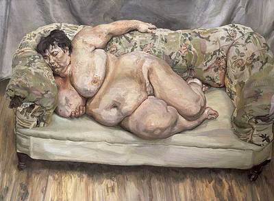 El cuadro  Benefits supervisor sleeping,  de Lucian Freud.