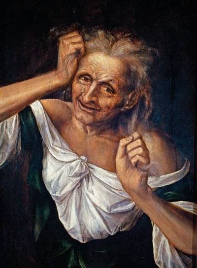 EL DOLOR. 'Vieja mesándose los cabellos' óleo de Quentin Massys. Museo del Prado