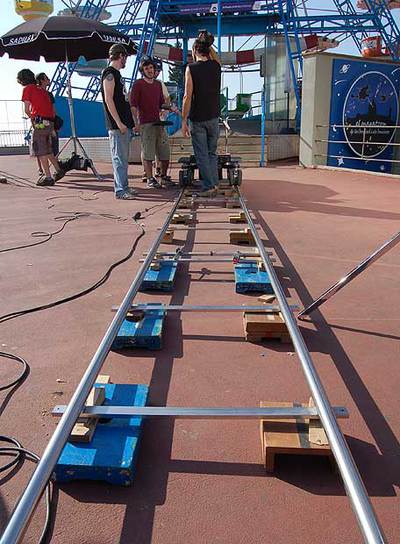 Un momento del rodaje de un vídeo musical.