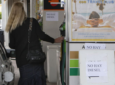 Una de las gasolineras desabastecidas de carburante a causa de la huelga de transportistas.