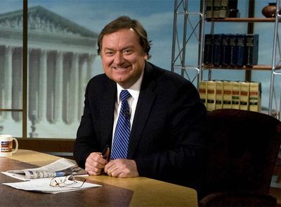 El periodista Tim Russert, en el plató de  Meet the press. 