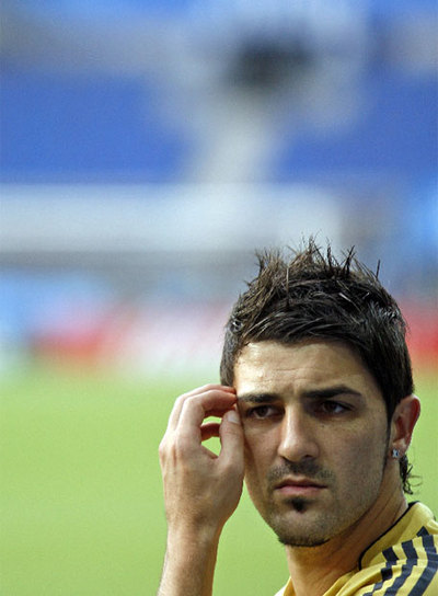 Villa, durante el entrenamiento de ayer en el estadio Ernst Happel de Viena.