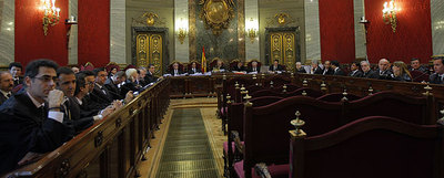 Aspecto de la Sala Segunda del Tribunal Supremo donde ayer se vieron los recursos contra la sentencia por los atentados del 11-M.
