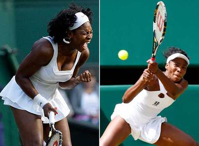 Serena y Venus Williams, en sus partidos de ayer contra Zheng y Dementieva, respectivamente.
