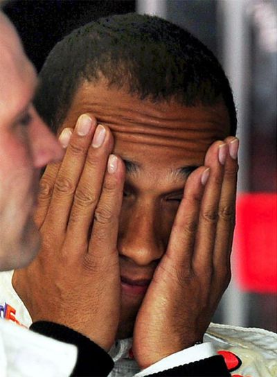 Hamilton, ayer tras la sesión de clasificación.