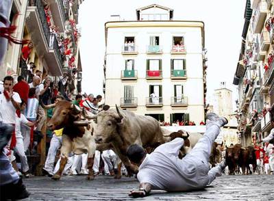 Un momento del último encierro de la feria, celebrado ayer.