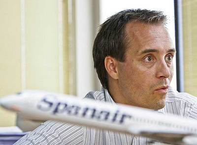 Marcus Hedblom, en su despacho de la sede de Spanair, en Palma de Mallorca.