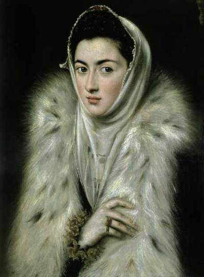 El retrato titulado  La dama del armiño, Infanta Catalina Micaela  o  Jerónima de las Cuevas  se atribuye a El Greco y a Sofonisba Anguissola.