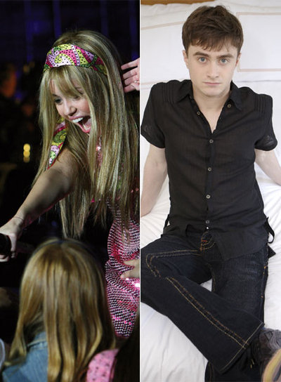 Miley Cyrus, en un fotograma de la película  Hannah Montana,  y Daniel Radcliffe.