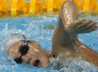 Mireia Belmonte se prepara en el centro acuático de Pekín.