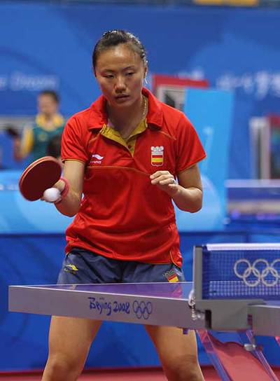 La china nacionalizada española Fang Zhu, en el partido de ayer contra Corea.