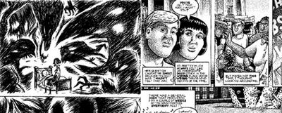 Viñetas del tebeo  Por qué he matado a Pierre,  de Olivier Ka (izquierda) y de  Stuck rubber baby,  de Howard Cruse.