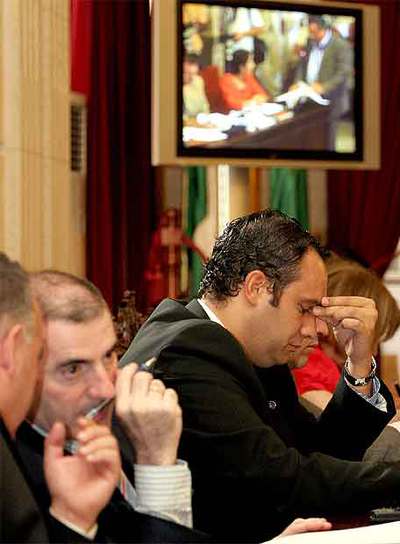 El concejal de Urbanismo, Manuel Díaz, durante el pleno de ayer.