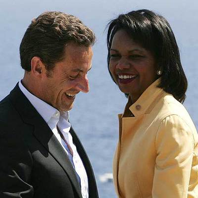 Nicolas Sarkozy y Condoleezza Rice, ayer en la Costa Azul.