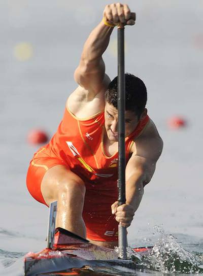 David Cal, ayer en su serie de C-1 500 metros.