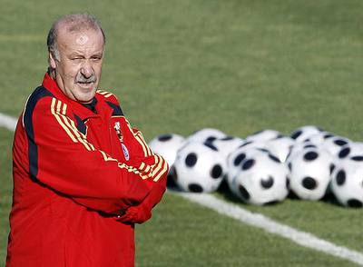 Vicente del Bosque, en su primer entrenamiento como seleccionador en Las Rozas.