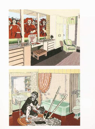  American interior nº 1 y nº 9,  obra de Erró, 1968.