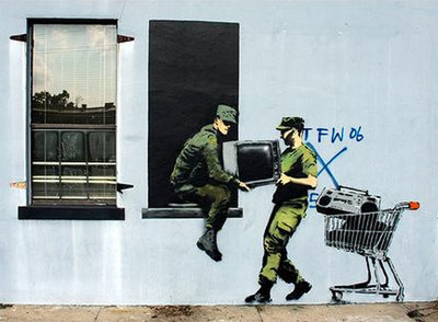 Uno de los  graffitis  de Banksy en Nueva Orleans.