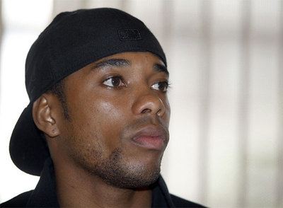 Robinho, ayer en la conferencia de prensa que convocó.