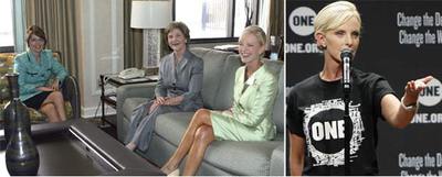 Cindy McCain con Sarah Palin, candidata republicana a la vicepresidencia, y Laura Bush; a la derecha, en un acto benéfico.