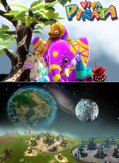 Arriba, el juego  Viva Piñata.  Abajo,  Spore. 