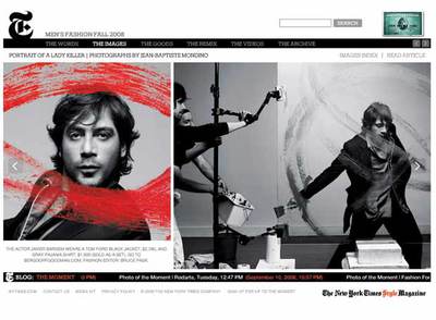 La sesión de fotos de Javier Bardem para el suplemento de moda de  The New York Times , tal y como aparece en la  web  del diario norteamericano.