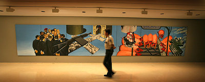 Parte de la obra  Le Grand Méchoui ou douze ans d'histoire,  de la Coopérative des Malassis, ayer en el IVAM.