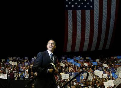 Barack Obama, a su llegada ayer a la Universidad de Miami donde celebró un mitin.