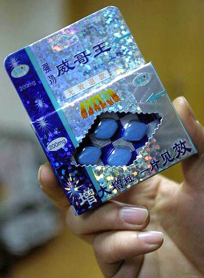 Envase falsificado con pastillas de Viagra de fabricación china.